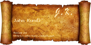 Jahn Kunó névjegykártya